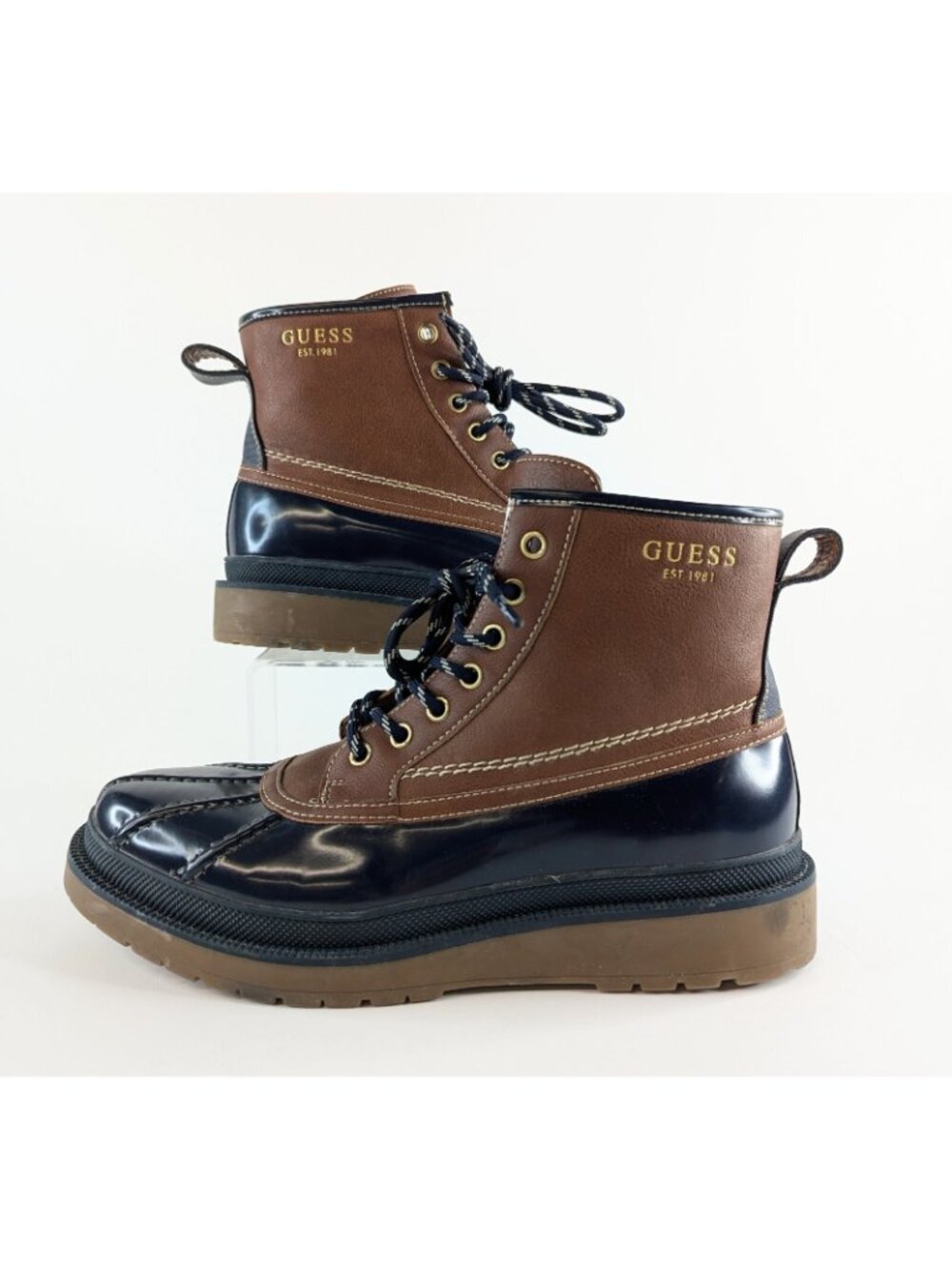 Guess Duck Boots Mens 9 Womens 10 Brown Waterproof Winter Snow Rain Shoes - Picture 2 of 9